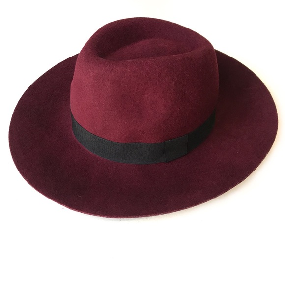Forever 21 Accessories - Maroon/Burgundy Wide Brim Felted Hat / Ribbon